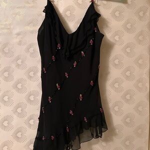 Dress Barn Black Camisole with Pink Floral Embellishments